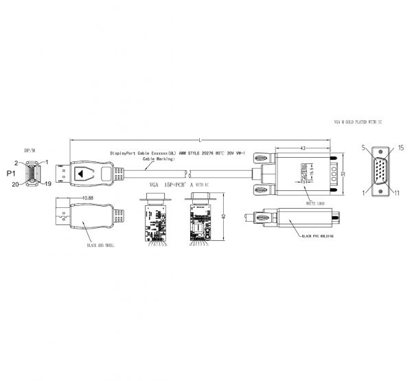 ATZ DP-VGA-2M_to_5M_drawing