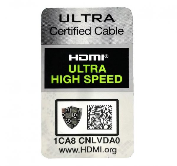 HDMI Ultra Certified Cable label